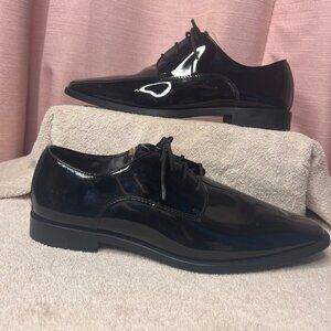 Mens Black Patent Leather Oxford Tuxedo Dress Shoes By Joseph Abboud 12W Wedding